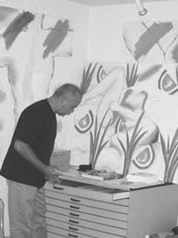 Peter Sell im Atelier in M&uuml;nster, Atelierkurse in Tobago